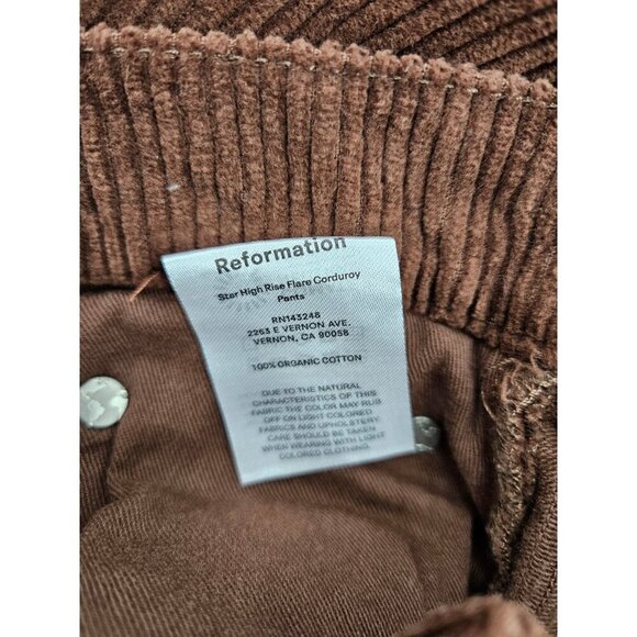 New Reformation Star High Rise Flare Corduroy Pants Womens 27 Brown - Picture 7 of 8